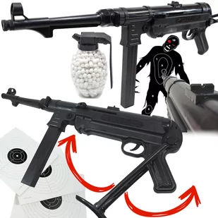 Mp-40 Schmeisser Replika Asg Pistolet Maszynowy Na Kulki 6Mm + Granat Kulek Bezszw. - Zabawki militarne - miniaturka - grafika 1