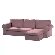 Pokrowce na meble - Pokrowiec na sofę dwuosobową Ektorp i leżankę, DEKORIA, różowy z czarną nitką, 252x163x88 cm - miniaturka - grafika 1