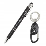 Zestawy piśmiennicze - Świąteczny długopis podświetlany brelok z grawerem zestaw prezent na święta - miniaturka - grafika 1