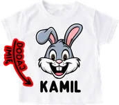 Koszulki dla dziewczynek - Koszulka z królikiem i imieniem dla dziecka na Wielkanoc - miniaturka - grafika 1