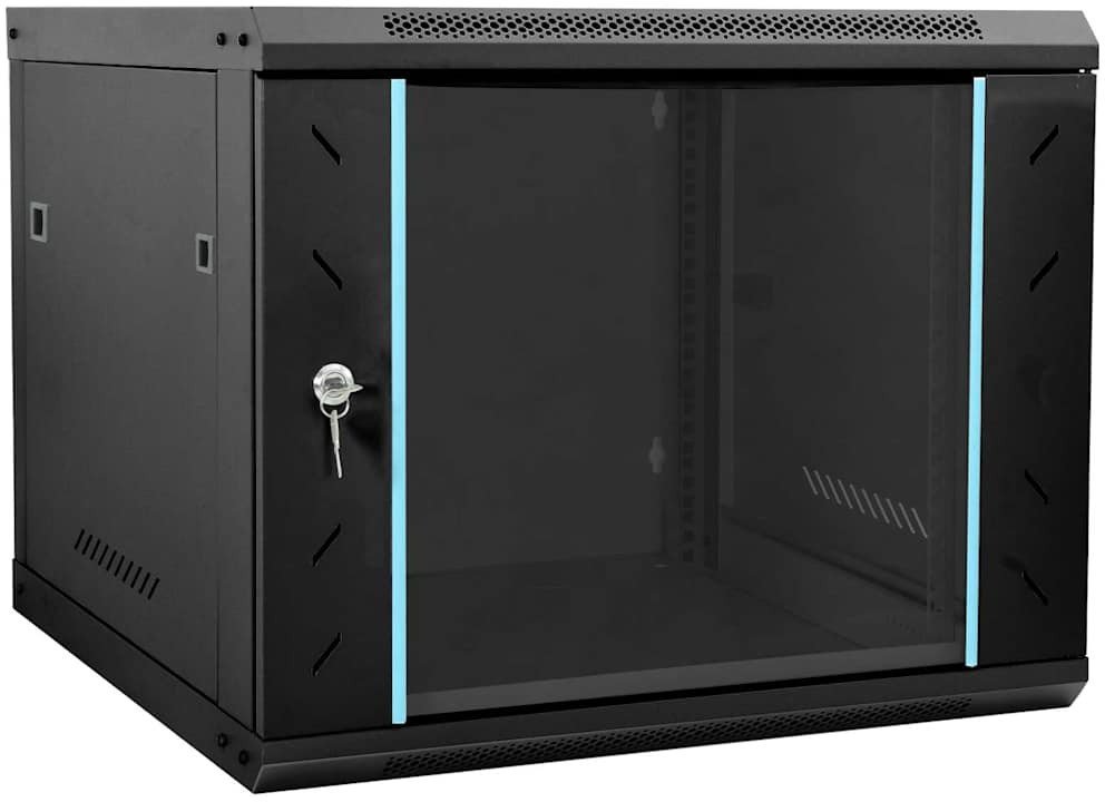 vidaXL Szafa sieciowa z przechowywaniem Czarny 60 x 60 x 50 cm Stal