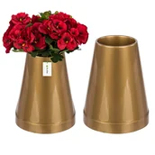 Wazony i flakony - 2 x Flakon wazon Złoty cmentarny stożek 25x20 cm kompozycja nagrobna plastikowy - miniaturka - grafika 1