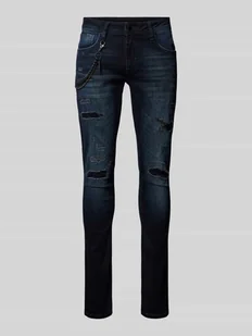 Jeansy o kroju tapered fit z efektem znoszenia - Spodnie męskie - miniaturka - grafika 1