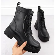 Botki damskie - Botki Big Star skórzane, ocieplane OO274A255 INT2062 czarne - miniaturka - grafika 1