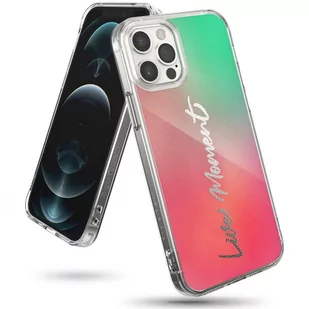 Ringke Fusion Design pancerne etui pokrowiec z żelową ramką iPhone 12 Pro Max różowo-zielony (GNAP0028) - Etui i futerały do telefonów - miniaturka - grafika 1