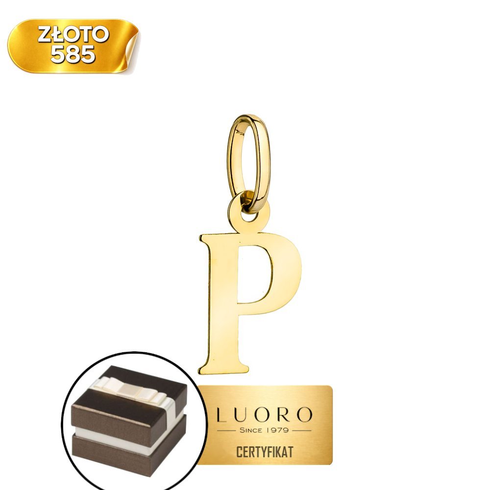 ZAWIESZKA ZŁOTA 585 14K LITERKA P 17 MM ŻÓŁTE ZŁOTO ELEGANCKA