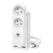 Listwy zasilające - Listwa zasilająca biurkowa z ładowarką USB i sprężynowym zaciskiem mocującym - miniaturka - grafika 1