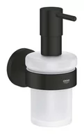 Mydelniczki i dozowniki mydła - Grohe QuickFix Start - Dozownik mydła z uchwytem, szkło/czarny mat 411952430 - miniaturka - grafika 1