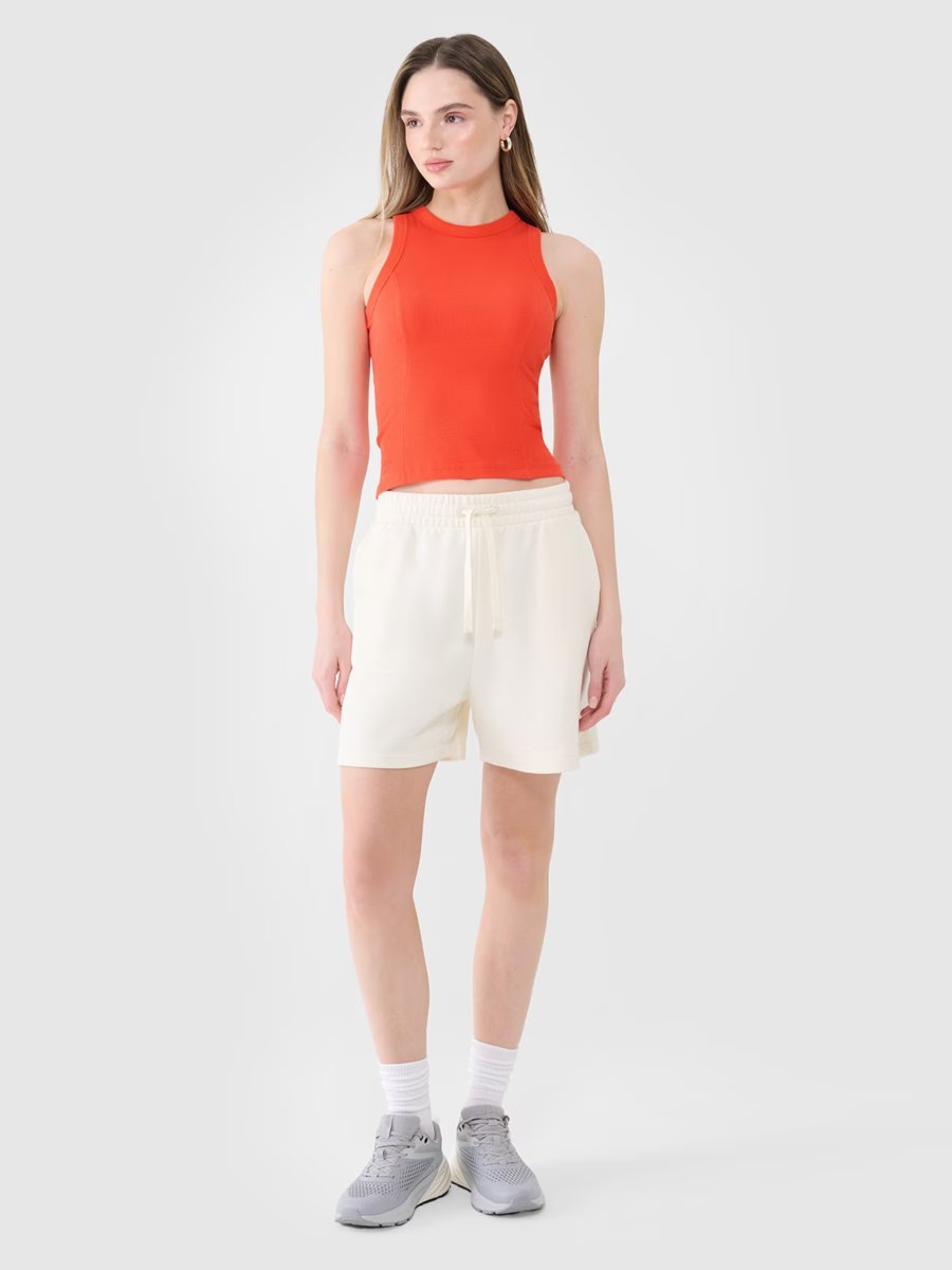 Top slim z prążkowanej dzianiny damski 4F 4FWSS25TSLEF119-62S Czerwony Roz. S