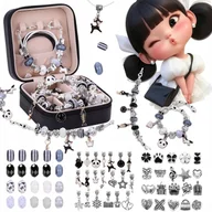 Prace ręczne dla dzieci - ZESTAW DO ROBIENIA BRANSOLETEK NASZYJNIKÓW PREZENT + KUFEREK FAJNY - miniaturka - grafika 1