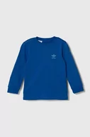 Bluzki dla chłopców - adidas Originals longsleeve bawełniany dziecięcy kolor niebieski gładki - miniaturka - grafika 1