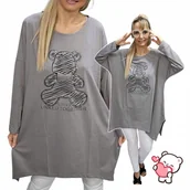 Bluzki damskie - TUNIKA DAMSKA MISIU cyrkonie błyszcząca wygodna dłuższa bluza 58 60 9XL - miniaturka - grafika 1