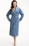 Szlafroki damskie - Luna długi szlafrok damski welurowy niebieski 371, Kolor niebieski, Rozmiar M, Luna - Intymna - miniaturka - grafika 1