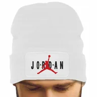 Czapki damskie - CZAPKA CIEPŁA BAWEŁNA ZIMOWA BIAŁA PREZENT KOSZYKÓWKA MICHAEL JORDAN WZORY - miniaturka - grafika 1