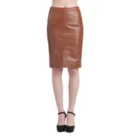 Spódnice - Spódnica damska Chyston Amandine skórzana brązowaołówkowa-L - miniaturka - grafika 1