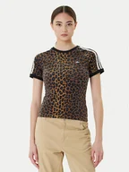 Koszulki i topy damskie - adidas T-Shirt Leopard Cali JW7304 Brązowy Slim Fit - miniaturka - grafika 1
