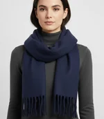 Apaszki i szaliki damskie - Elegancki szalik z frędzlami jednokolorowy - miniaturka - grafika 1