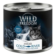Mokra karma dla kotów - Wild Freedom Adult Sterilised, 6 x 200 g - bez zbóż - Cold River - czarniak i kurczak - miniaturka - grafika 1