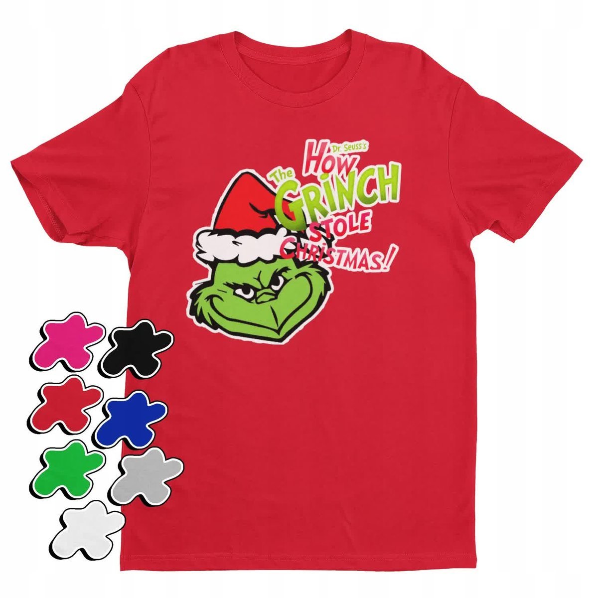 Koszulka T-Shirt Dziecięca Z Nadrukiem Grinch Święta Prezent -L 146-152