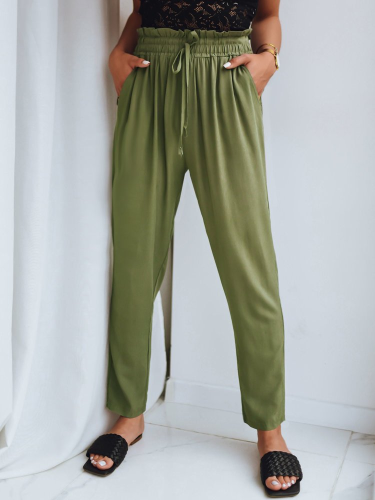 Materiałowe spodnie damskie ADELIS zielone Dstreet UY1554-XL/XXL