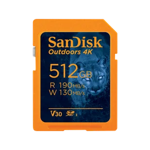 SanDisk Outdoors 4K SDXC UHS-I Card - 512GB Single Pack - SDSDXWV-512G-GN6VN - Karty pamięci - miniaturka - grafika 1