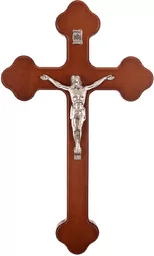 Drewniany klasyczny krzyż z pasyjką 14cm - Ikony i obrazy sakralne - miniaturka - grafika 1