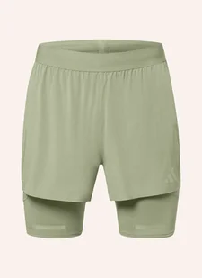 Adidas Szorty Do Biegania 2 W 1 Ultimate Hi Vis gruen - Spodenki damskie - miniaturka - grafika 1