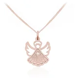 Biżuteria religijna - Naszyjnik Aniołek z Krzyżykiem - Pamiątka Chrztu - rose gold - miniaturka - grafika 1
