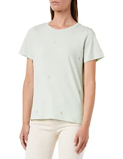 Koszulki i topy damskie - Springfield Damska koszulka z haftowanymi detalami, zielona, L, ZIELONY, L - grafika 1
