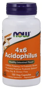 NOW FOODS Acidophilus 4x6 (Probiotyk, Zdrowa Flora Jelitowa) 120 Kapsułek wegetariańskich - Układ pokarmowy - miniaturka - grafika 1