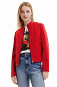 Kurtki damskie - Kurtka damska Desigual Las Vegas z eko skóry czerwona-XS - miniaturka - grafika 1