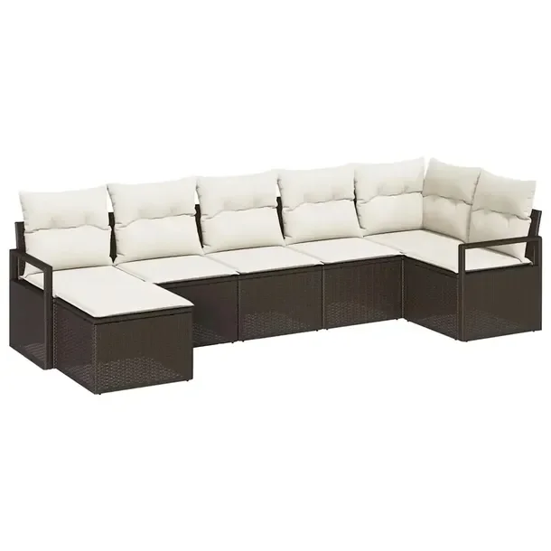 Zestaw Sofy Ogrodowej, Modułowa, Brązowo-Biała, Rattan, 4 Osoby
