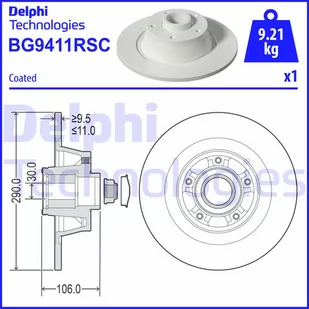 Tarcza hamulcowa DELPHI BG9411RSC - Tarcze hamulcowe - miniaturka - grafika 1