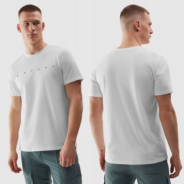 Koszulka Męska 4F Biały T-shirt Bawełniany Sportowy z nadrukiem Regular M