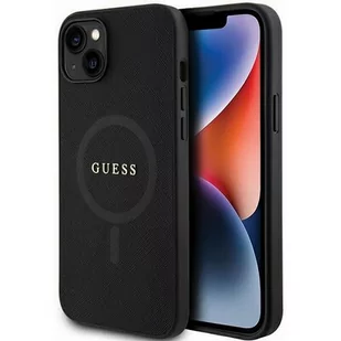 Etui GUESS Saffiano MagSafe do Apple iPhone 15 Plus Czarny - Etui i futerały do telefonów - miniaturka - grafika 1