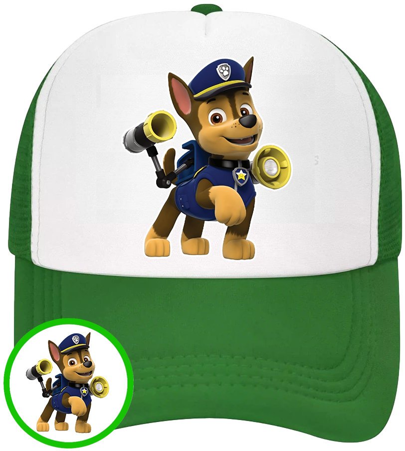 CZAPKA Z DASZKIEM PSI PATROL DLA DZIECI SIATKA ZIELONA BEJSBOLÓWKA