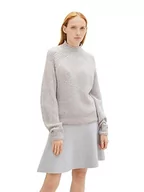Swetry damskie - TOM TAILOR Denim Sweter damski, 32510 - Basic Light Grey Melange, XL - miniaturka - grafika 1