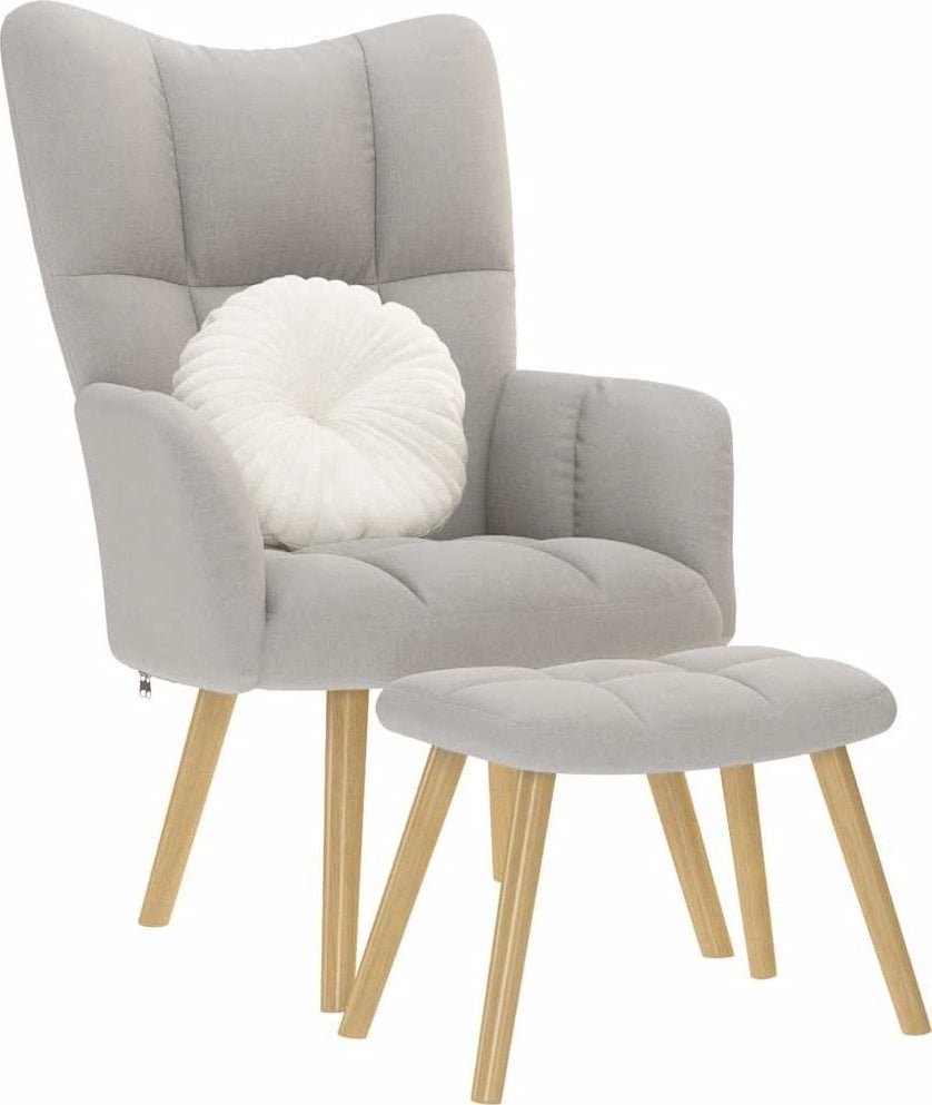 VidaXL Fotel relaksacyjny z podnóżkiem Cloud Grey Fabric