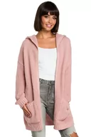 Swetry damskie - BK002 Kardigan z kapturem - różowy (kolor różowy, rozmiar one size) - miniaturka - grafika 1