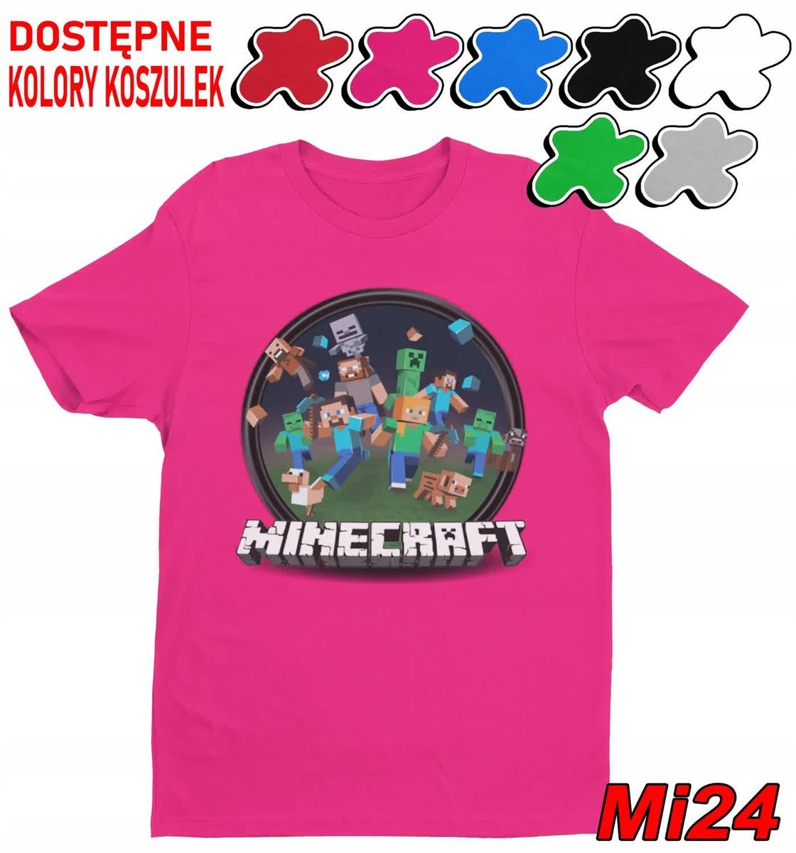 Koszulka Dziecięca Z Nadrukiem Dla Fana Mainkraft Gry Wzory -M 134-140