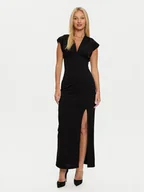 Sukienki - Haveone Sukienka wieczorowa AVS-M085 Czarny Regular Fit - miniaturka - grafika 1