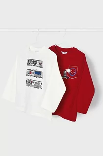 Bluzki dla chłopców - Mayoral longsleeve bawełniany dziecięcy 2-pack kolor czerwony z nadrukiem - grafika 1