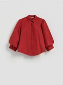 Koszule damskie - Reserved - Koszula z bufiastymi rękawami - czerwony - miniaturka - grafika 1