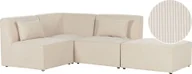 Narożniki - BELIANI Sofa narożnik prawostronny modułowa beżowa sztruksowa z otomaną 3-osobowa nowoczesna kanapa z poduszką - miniaturka - grafika 1