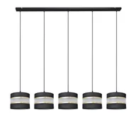 Lampy sufitowe - Żyrandol na lince HELEN 5xE27/60W/230V czarny/złoty - miniaturka - grafika 1