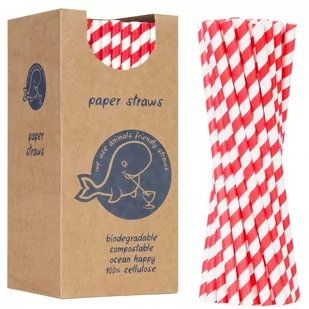 GSG24 Słomki papierowe BIO ekologiczne PAPER STRAWS grube 8/205mm - biało-czerwone 160szt. - Słomki do napojów - miniaturka - grafika 1