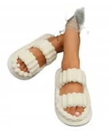 Kapcie damskie - Kapcie Modne Klapki Damskie Wygodne Miękkie Pluszowe Rozmiar 38-39 Białe - miniaturka - grafika 1