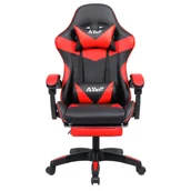 Fotele gamingowe - Fotel gamingowy dla gracza z podnóżkiem biurowy czarno-czerwony Sienna - miniaturka - grafika 1