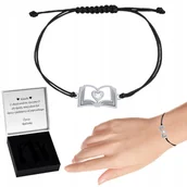 Bransoletki - Bransoletka Srebrna Książka 925 Sznurek Biżuteria Prezent ŻYCZENIA GRATIS - miniaturka - grafika 1
