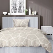 Pościel - Pościel satynowa 140 x 200 cm Home Satin, beżowa z geometrycznym wzorem - miniaturka - grafika 1